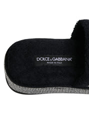 Dolce & Gabbana svarta platåtofflor med kristallutsmyckning