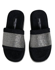 Dolce & Gabbana Black Terry Platform Slides