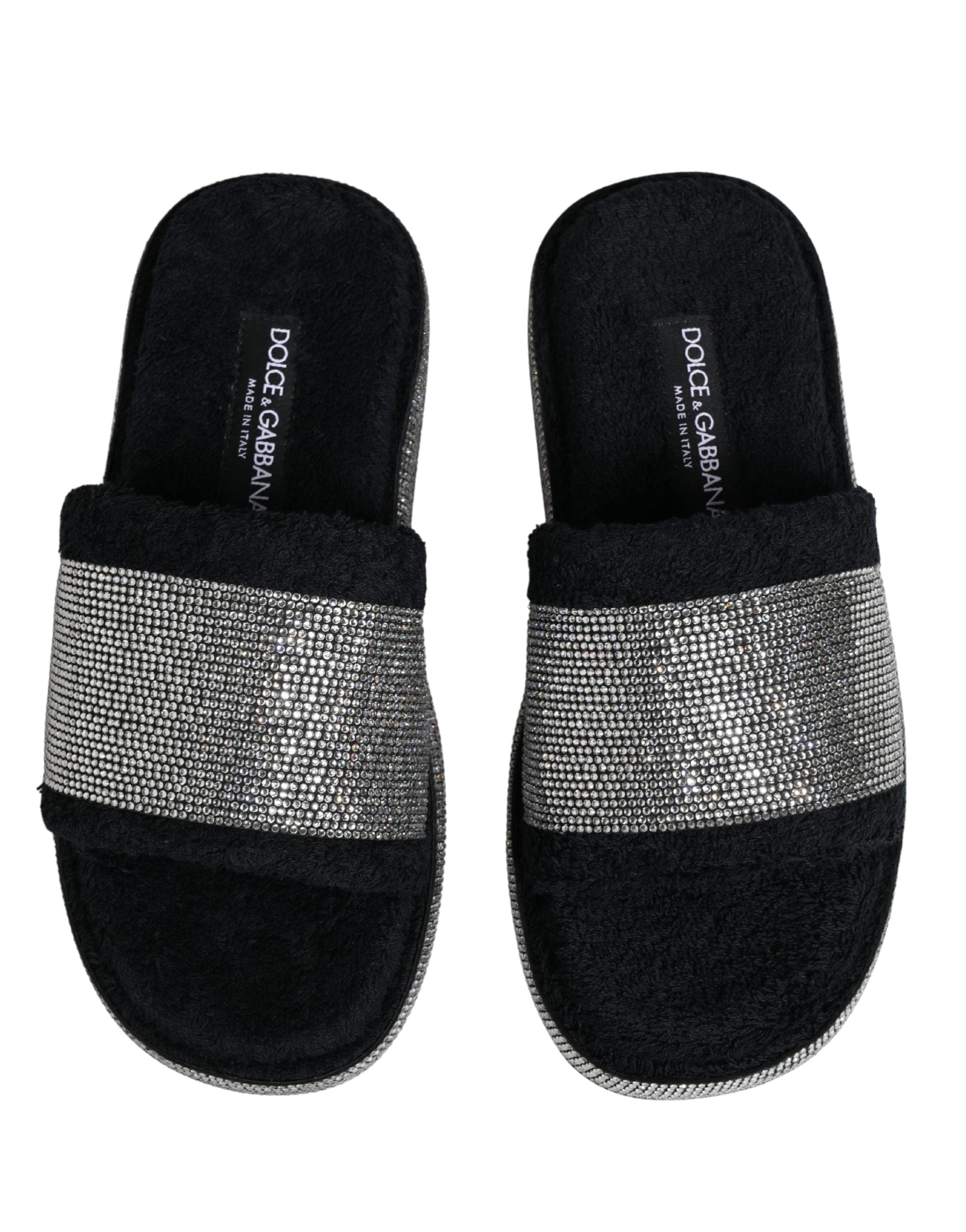Dolce & Gabbana Black Terry Platform Slides