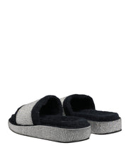 Dolce & Gabbana Black Terry Platform Slides