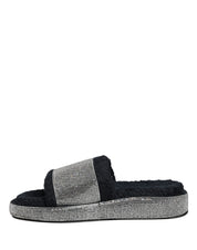 Dolce & Gabbana Black Terry Platform Slides