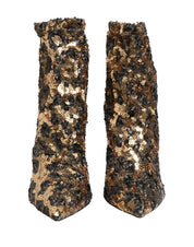 Dolce & Gabbana Ankelstövlar i Guld Leopardpaljetter