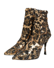 Dolce & Gabbana Gold Polyester Sock Ankle Boots