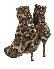Dolce & Gabbana Gold Polyester Sock Ankle Boots