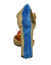 Dolce & Gabbana Gold Glitter Fur-Trimmed Heels Sandals