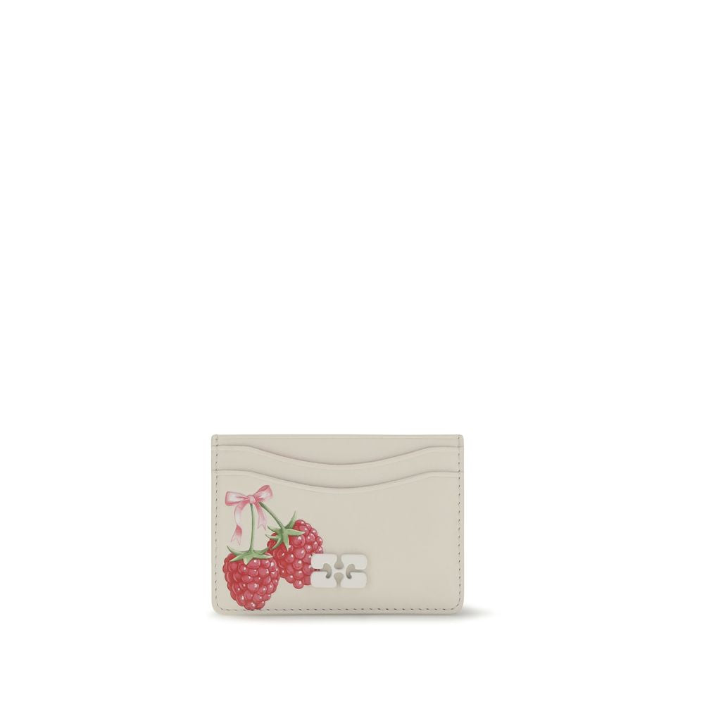 Ganni White Recycled Leather Card Holder