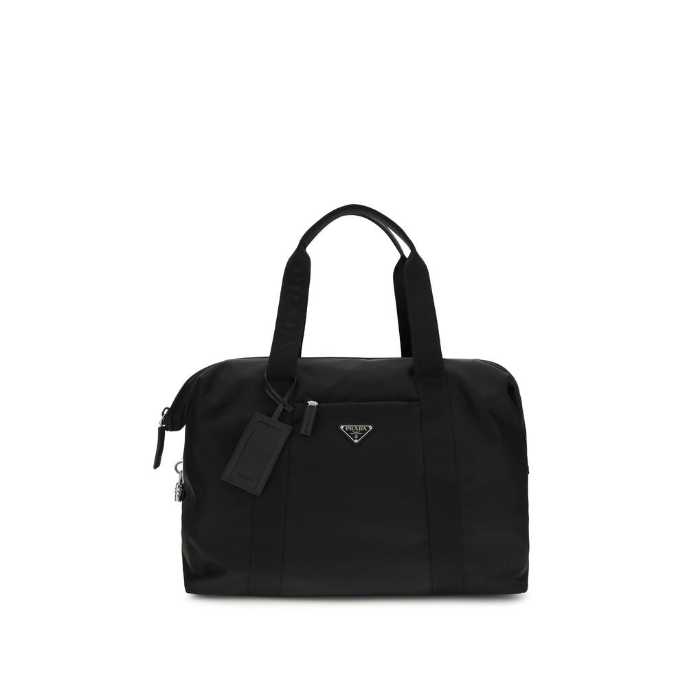 Prada Black Calf Leather Travel Bag