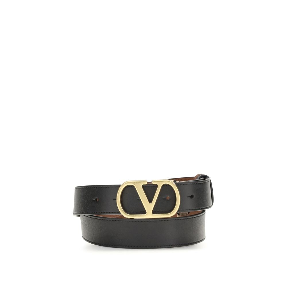 Valentino Garavani Black Calf Leather Regular Belt