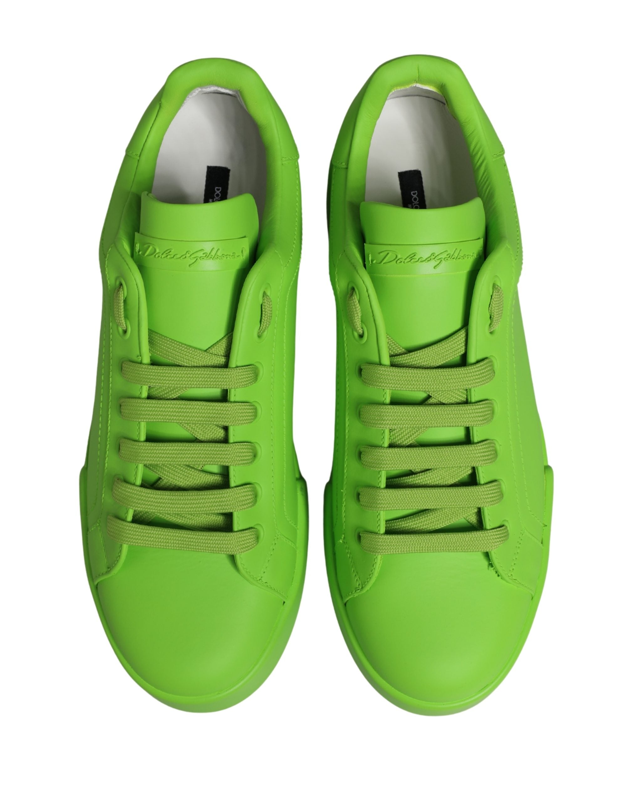 Dolce & Gabbana Green Calf Leather Low Top Sneakers