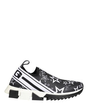 Dolce & Gabbana Black White Stretch fabric Low Top Sneakers