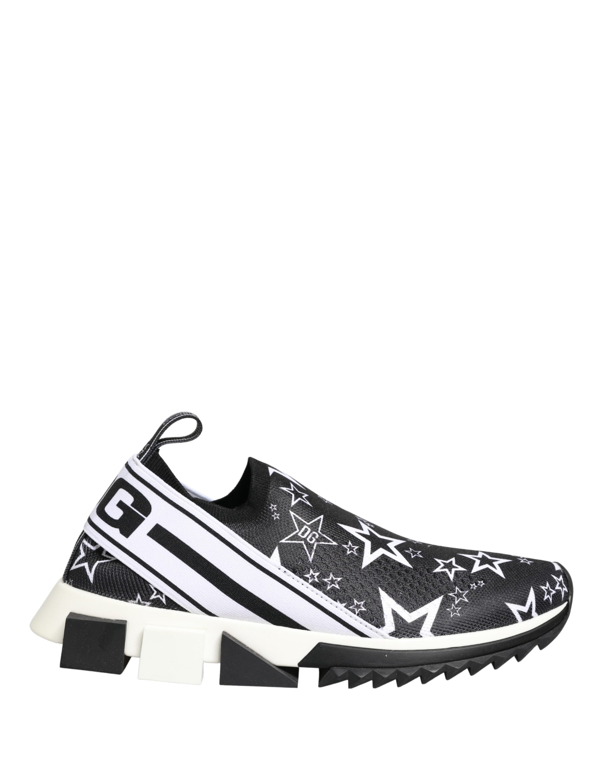Dolce & Gabbana Black White Stretch fabric Low Top Sneakers