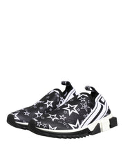 Dolce & Gabbana Black White Stretch fabric Low Top Sneakers