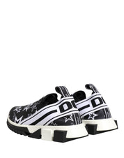 Dolce & Gabbana Black White Stretch fabric Low Top Sneakers