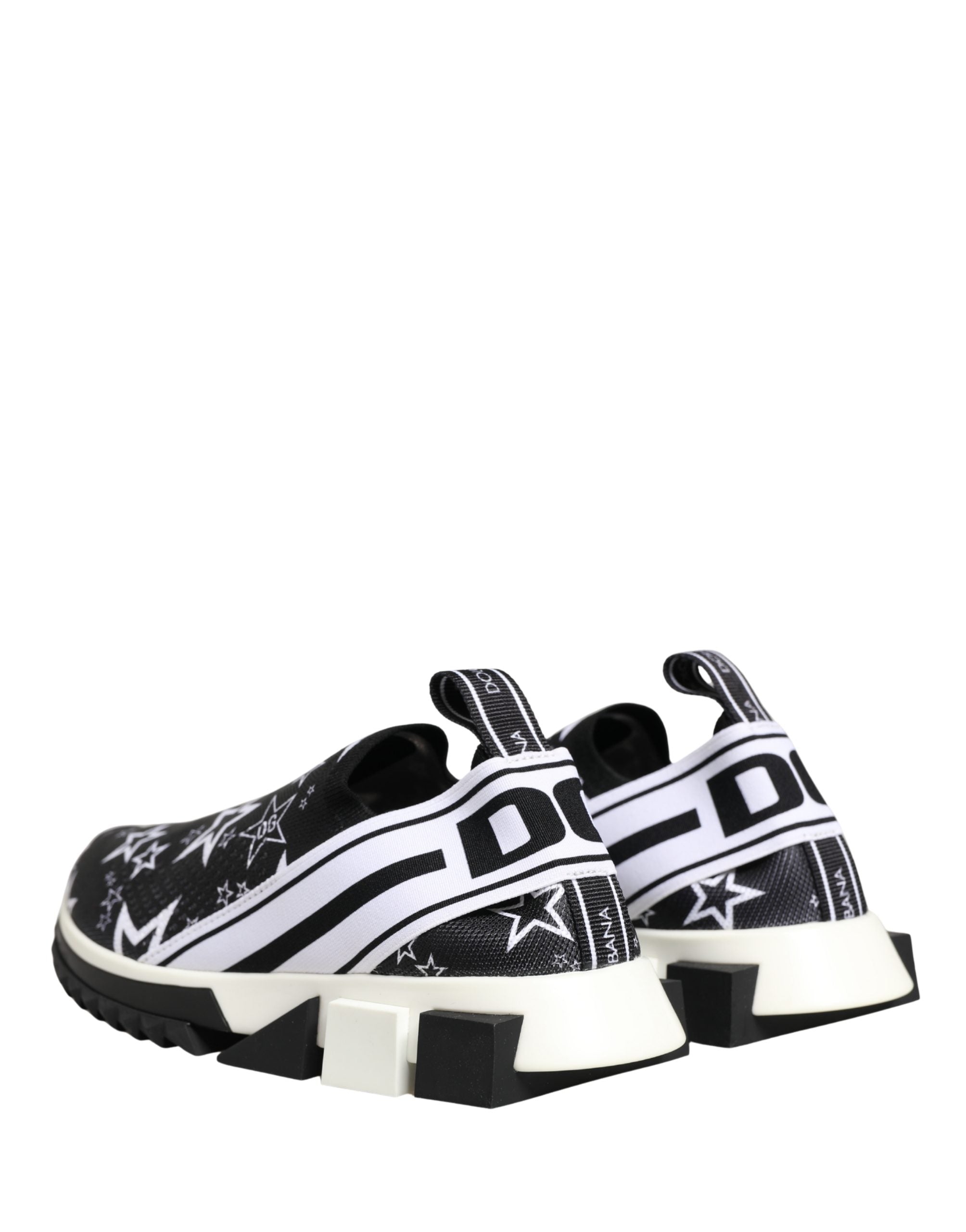 Dolce & Gabbana Black White Stretch fabric Low Top Sneakers