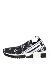 Dolce & Gabbana Black White Stretch fabric Low Top Sneakers