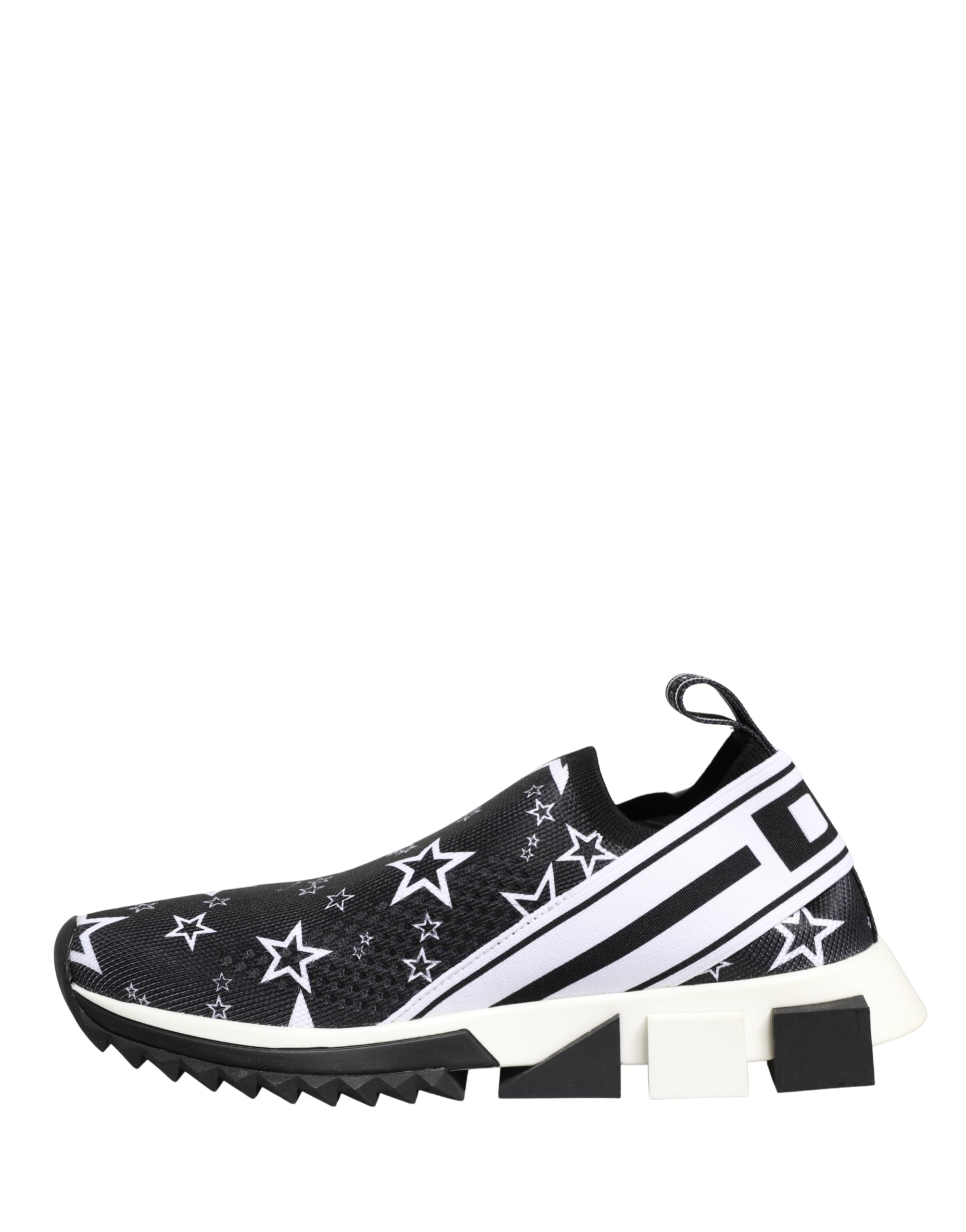 Dolce & Gabbana Black White Stretch fabric Low Top Sneakers