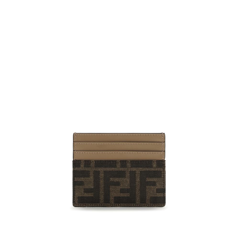 Fendi Brown Polyester and Leather Card Holder