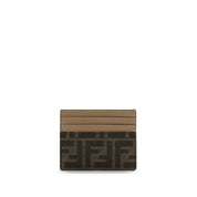Fendi Brown Polyester and Leather Card Holder