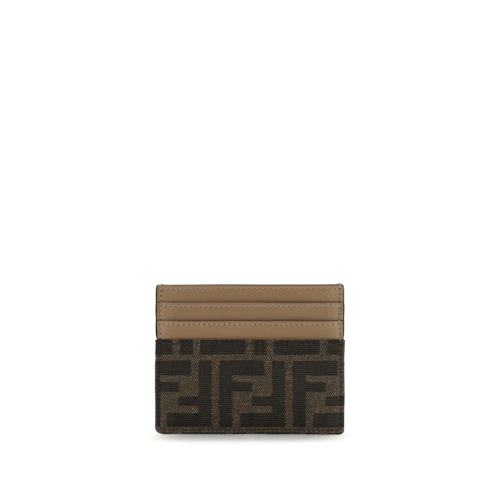 Fendi Brown Polyester and Leather Card Holder