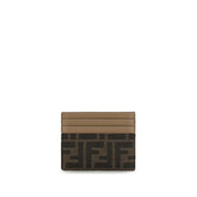 Fendi Brown Polyester and Leather Card Holder