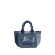 Ganni Blue Cotton Denim Trapeze Shopper