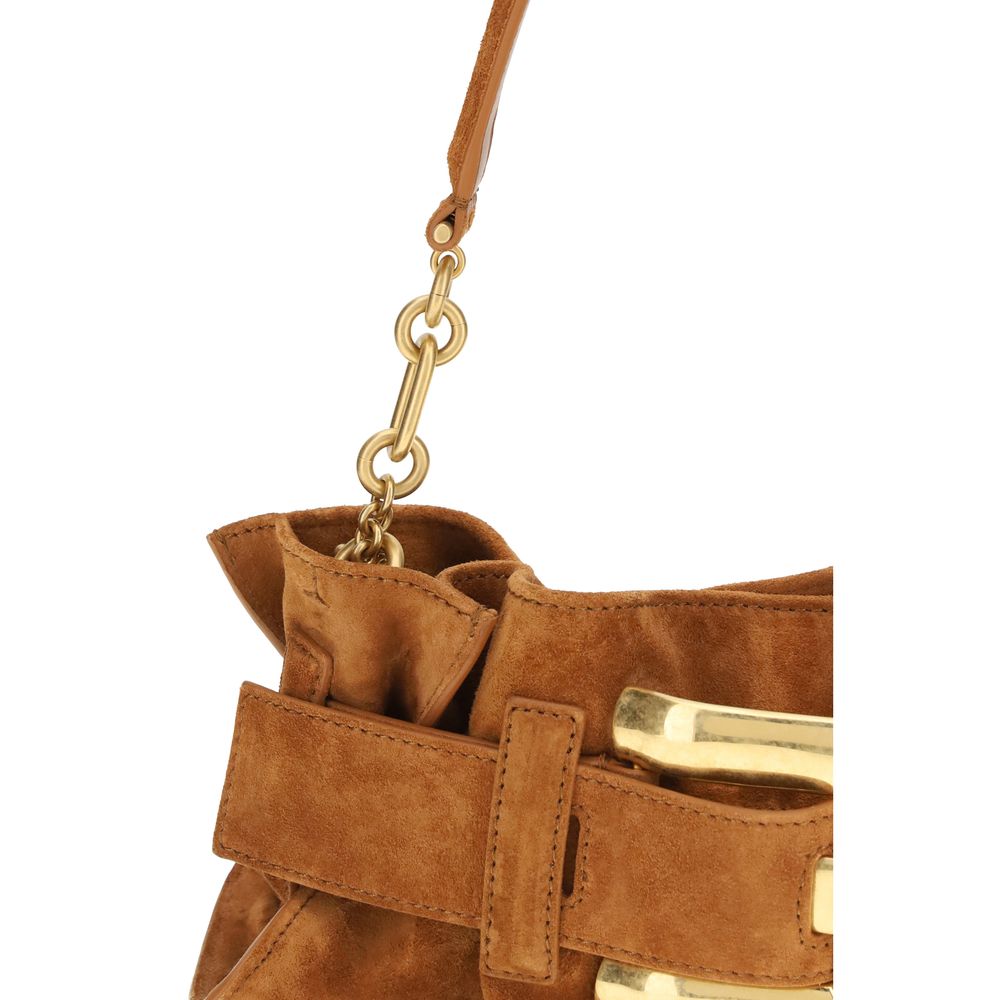 Balmain Beige Calf Leather Shoulder Bag