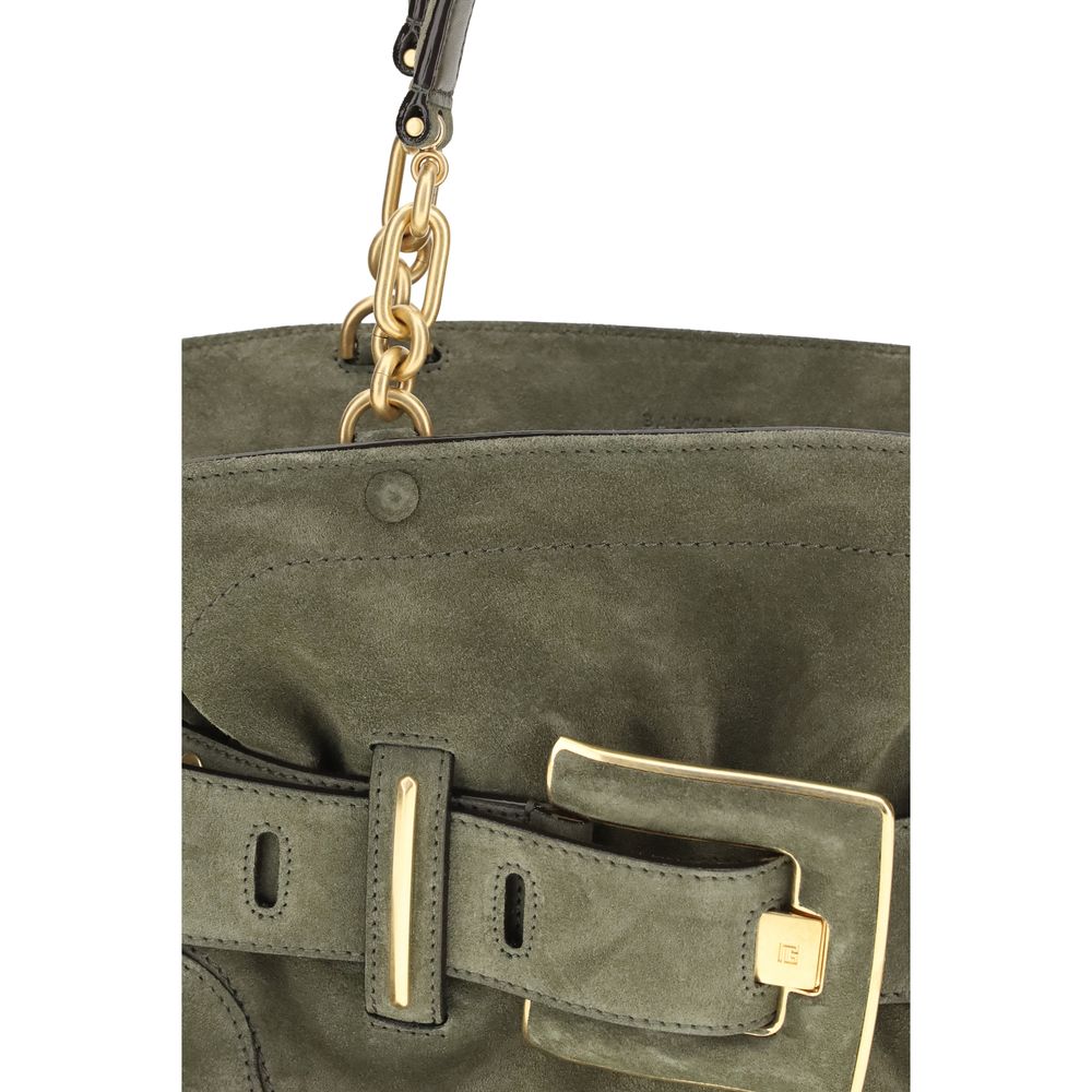Balmain Bicolor Calf Suede Handbag
