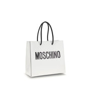 Moschino White Calf Leather Top-Handle Tote