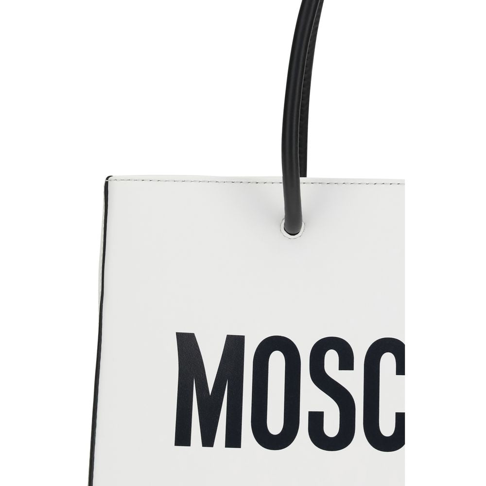 Moschino White Calf Leather Top-Handle Tote