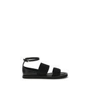 Max Mara Black Calf Leather Flat Sandals