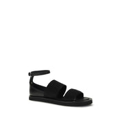 Max Mara Black Calf Leather Flat Sandals
