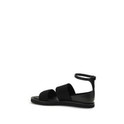 Max Mara Black Calf Leather Flat Sandals