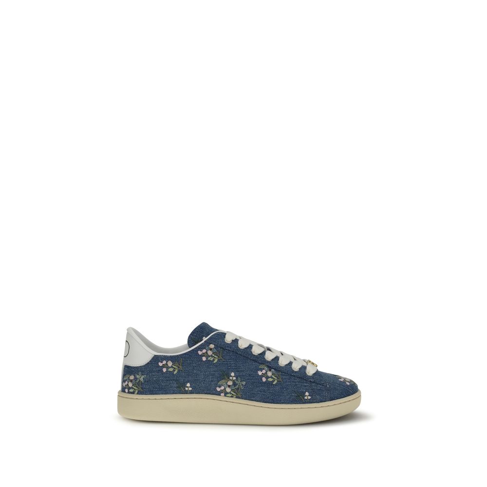 Valentino Garavani Blue Calf Leather Low Top Sneakers