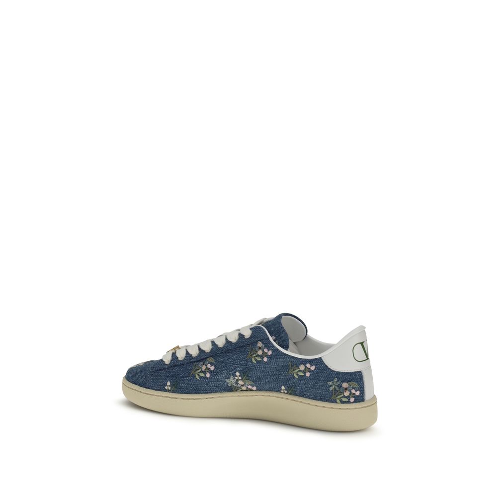 Valentino Garavani Blue Calf Leather Low Top Sneakers