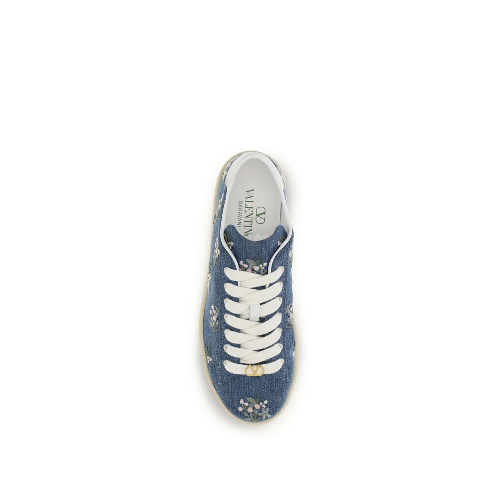 Valentino Garavani Blue Calf Leather Low Top Sneakers