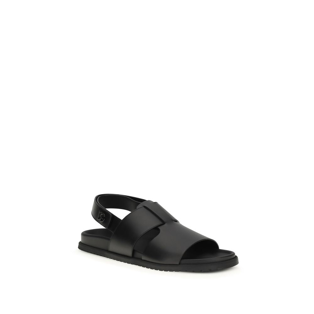 Dolce & Gabbana Black Calf Suede Sandals