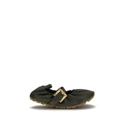 Balmain Bicolor Calf Leather Buckle Ballet Flats
