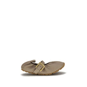Balmain Beige Calf Leather Buckle Ballet Flats