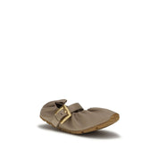 Balmain Beige Calf Leather Buckle Ballet Flats