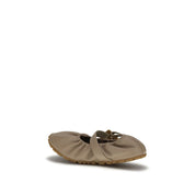Balmain Beige Calf Leather Buckle Ballet Flats