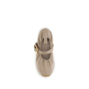 Balmain Beige Calf Leather Buckle Ballet Flats