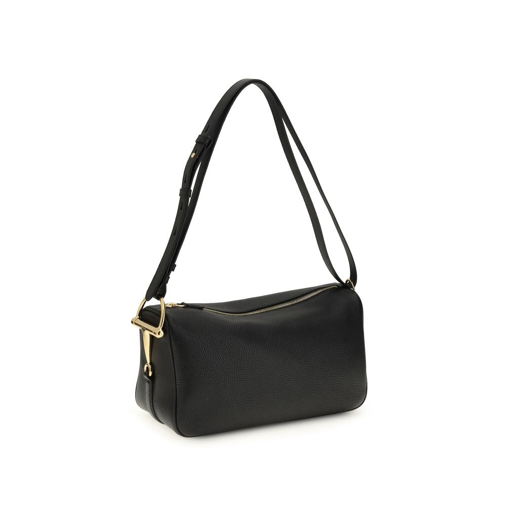 Gucci Brown Suede Half Horsebit Shoulder Bag