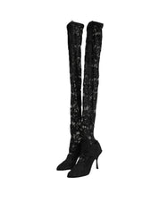 Dolce & Gabbana Black Lace Socks Boots Pumps