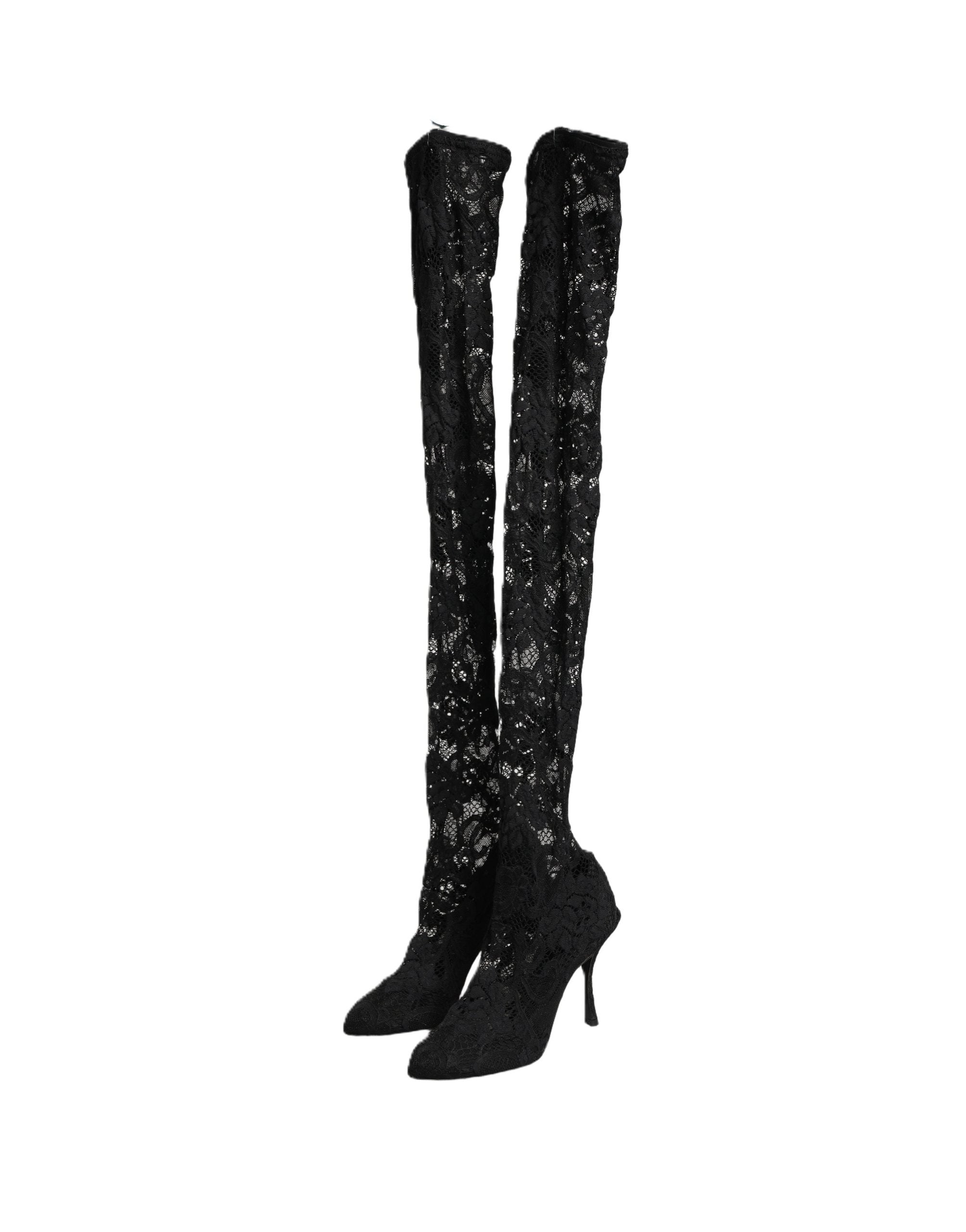 Dolce & Gabbana Black Lace Socks Boots Pumps