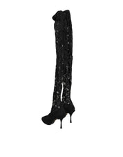 Dolce & Gabbana Black Lace Socks Boots Pumps
