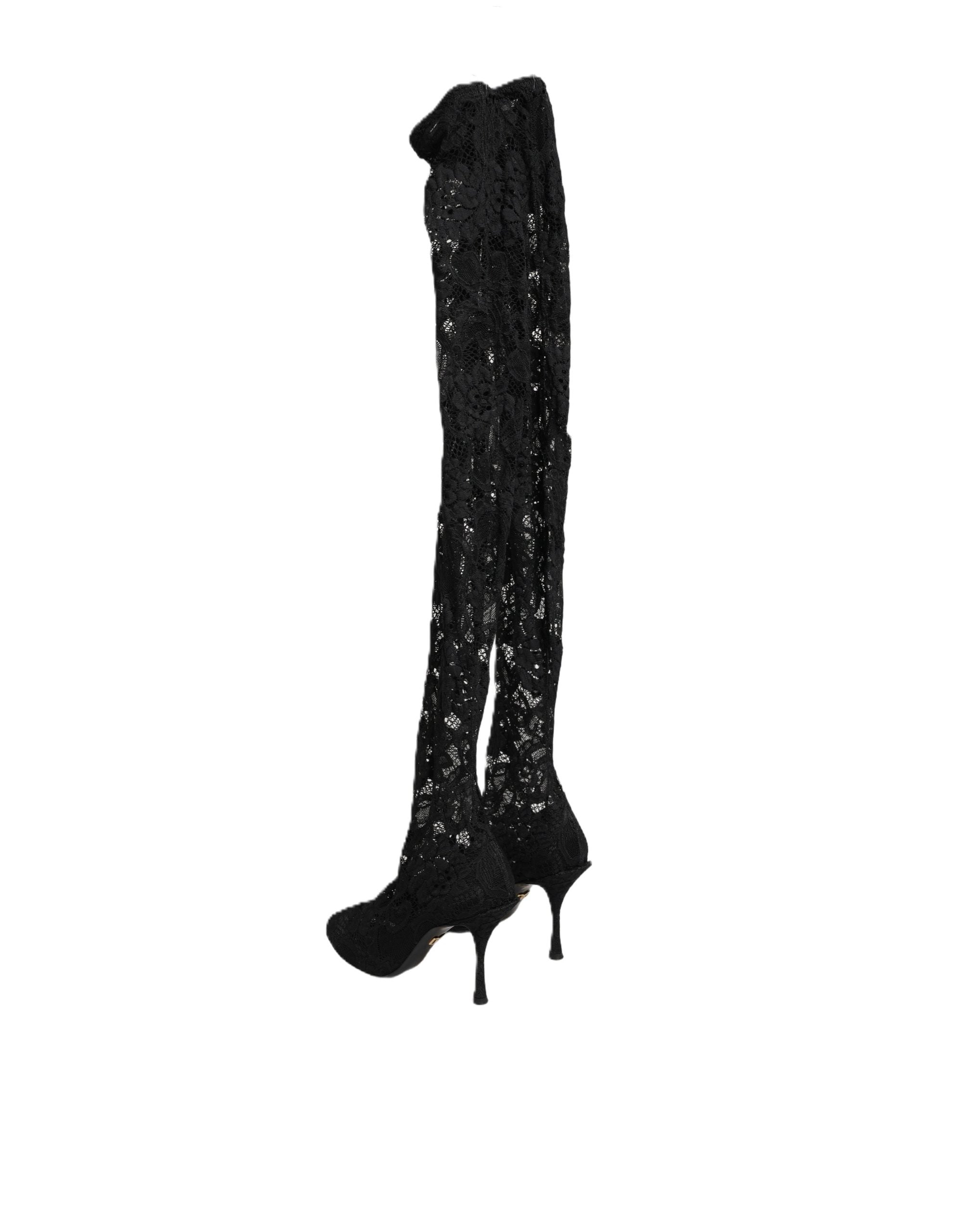 Dolce & Gabbana Black Lace Socks Boots Pumps