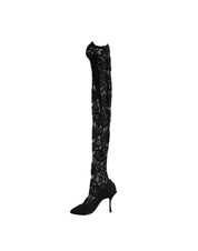 Dolce & Gabbana Black Lace Socks Boots Pumps