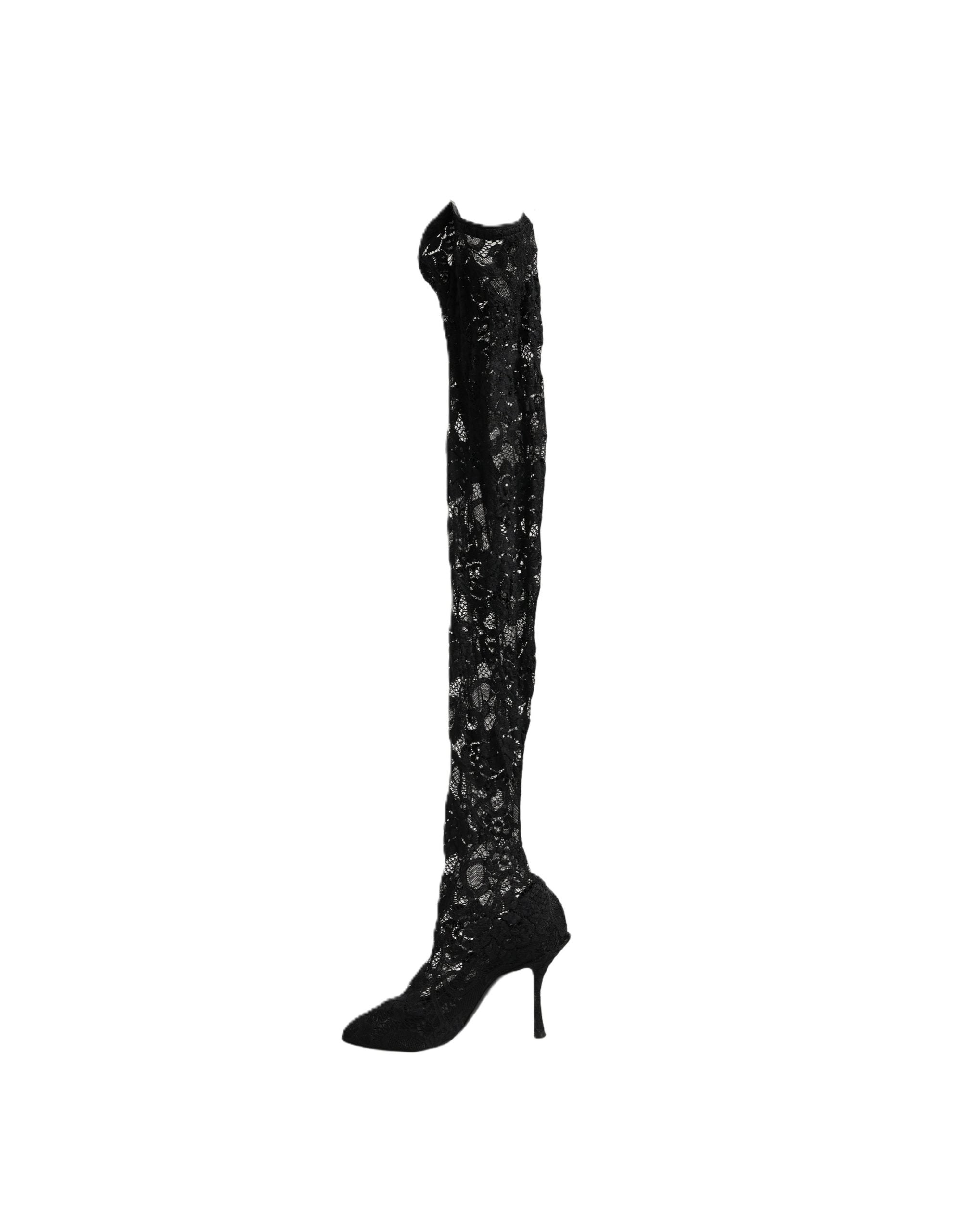 Dolce & Gabbana Black Lace Socks Boots Pumps
