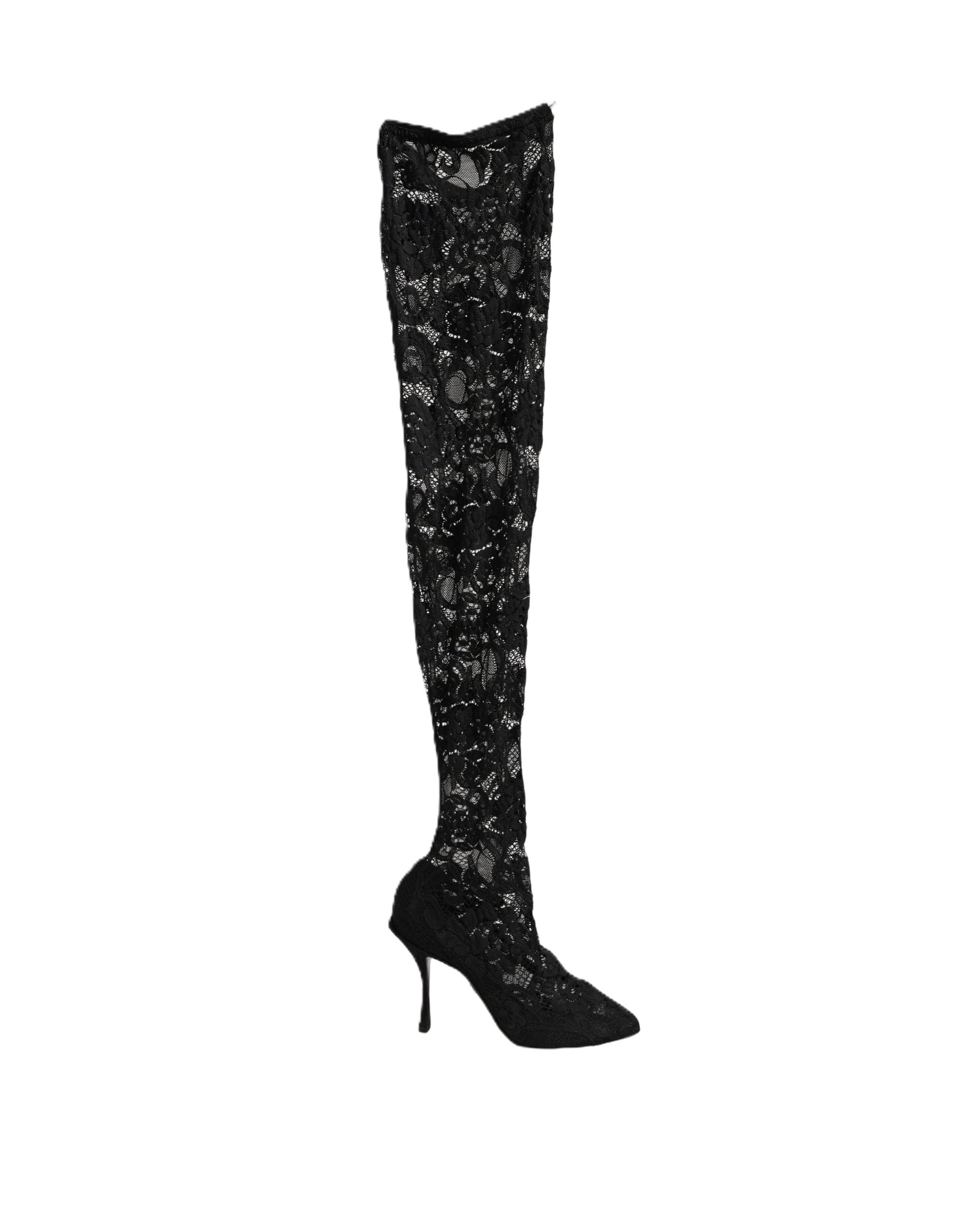 Dolce & Gabbana Black Lace Socks Boots Pumps