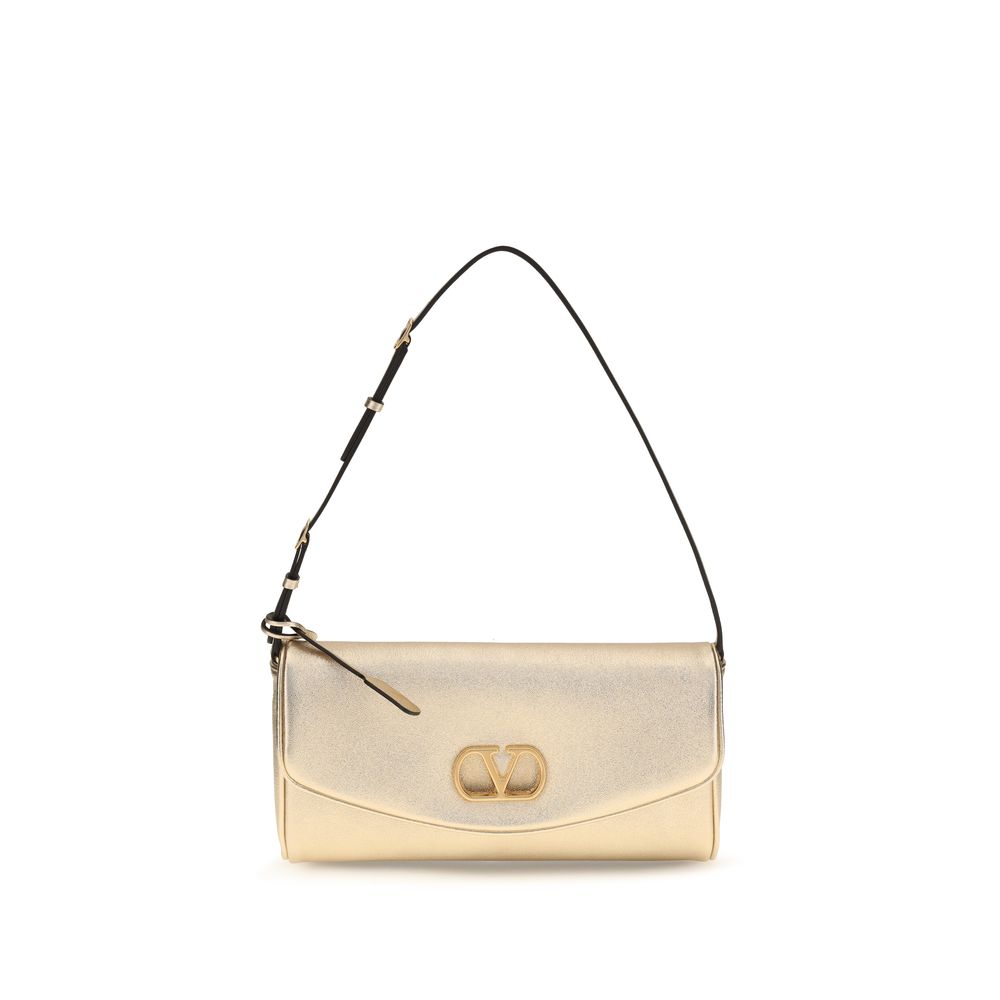 Valentino Garavani Gold Laminated Nappa Leather Clutch Bag